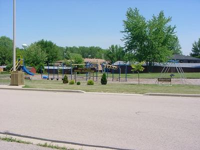 A variety of colorful playground equipment in John Solis Park